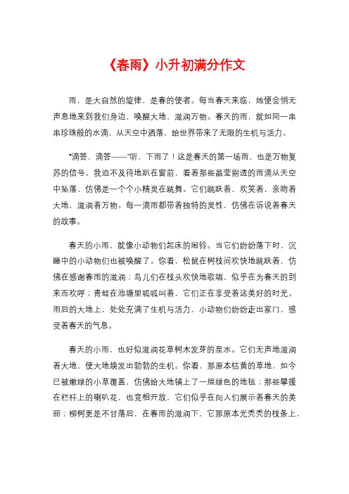 《春雨》小升初满分作文