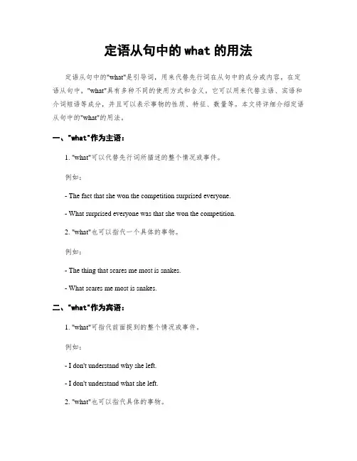 定语从句中的what的用法