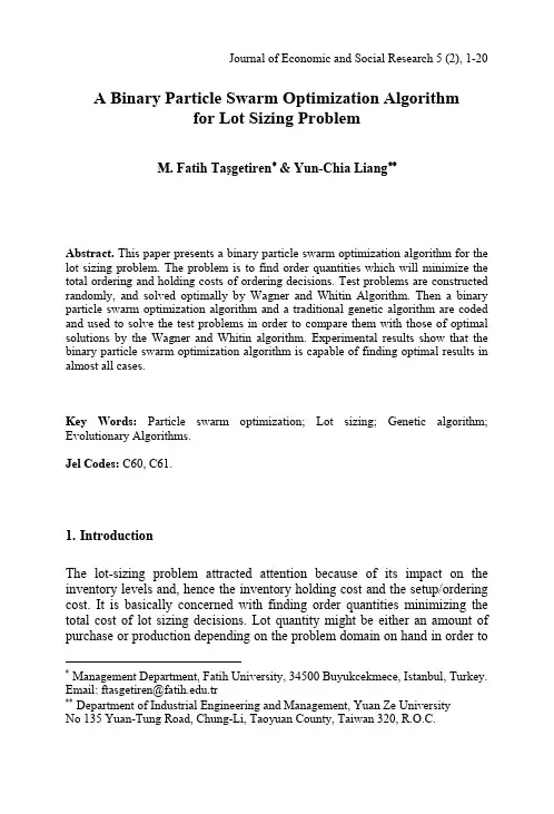 A Binary Particle Swarm Optimization Algorithm For Uncapacitated