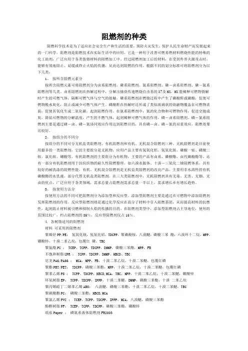 阻燃剂的种类