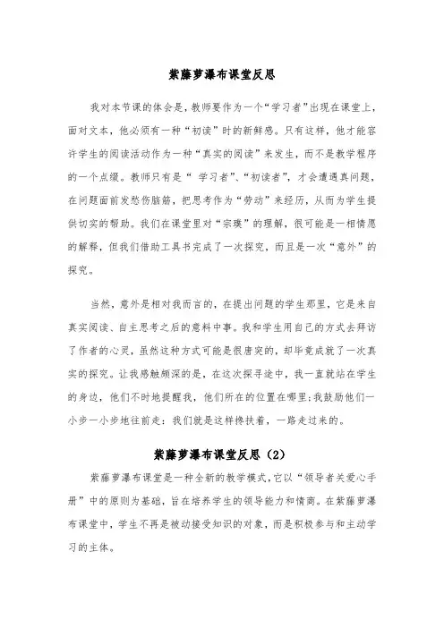 紫藤萝瀑布课堂反思（2篇）