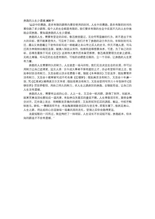 高中作文-奔跑的人生少遗憾_800字