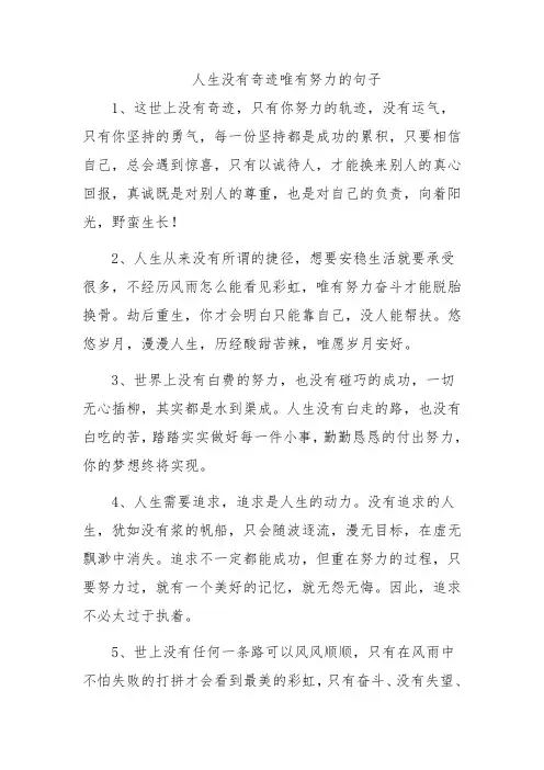人生没有奇迹唯有努力的句子