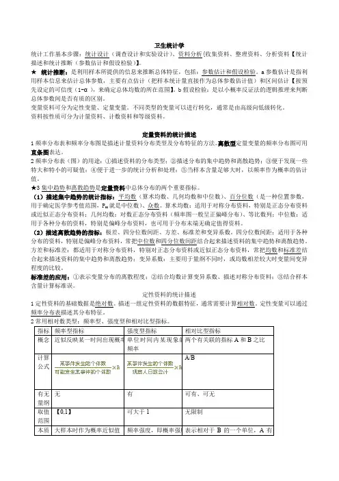 (完整word版)卫生统计学知识点总结