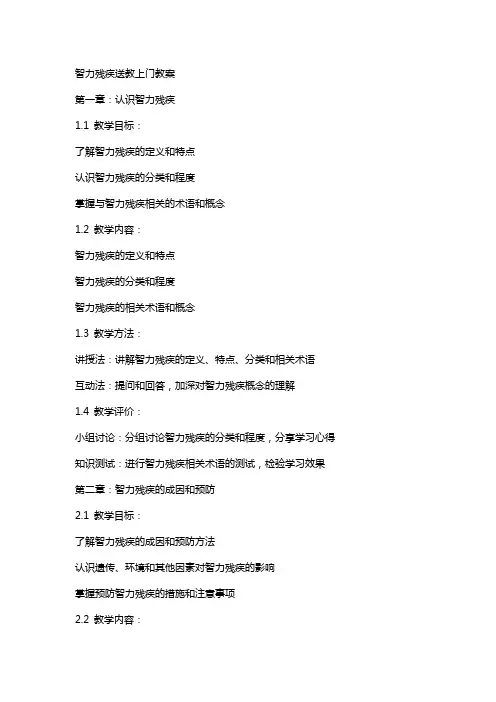 智力残疾送教上门教案