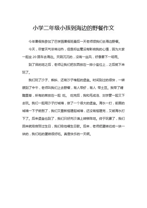 小学二年级小孩到海边的野餐作文