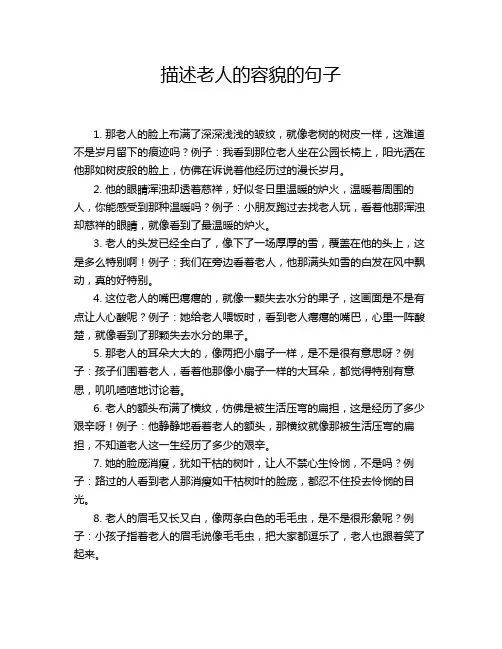 描述老人的容貌的句子
