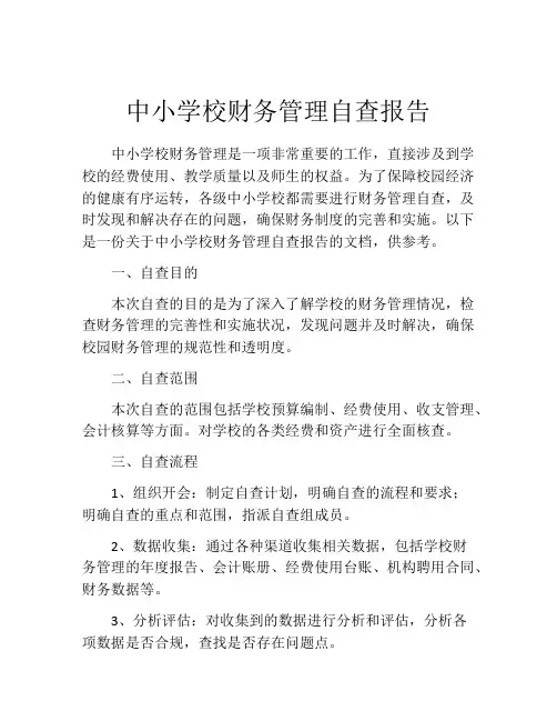 中小学校财务管理自查报告