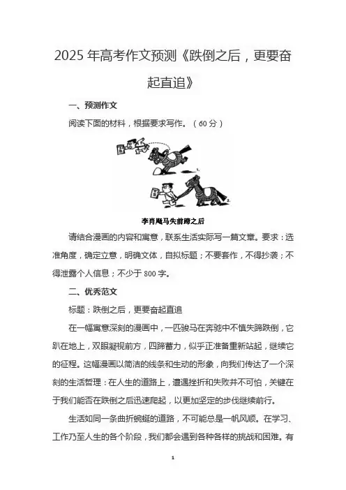 2025年高考作文预测《跌倒之后,更要奋起直追》