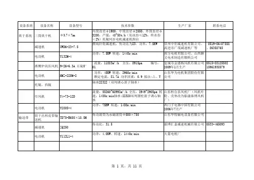 球磨机生产线设备及有关技术参数