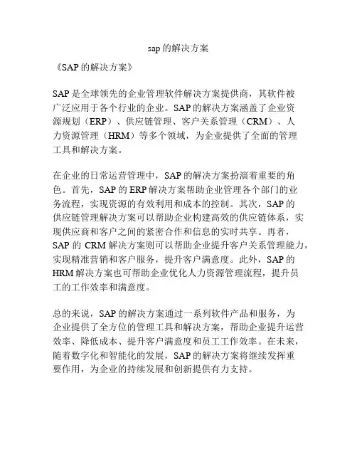 sap的解决方案
