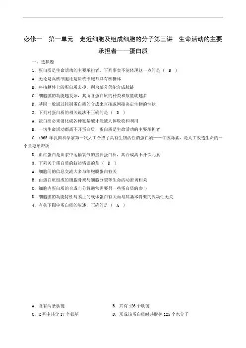 2020年高考一轮复习：1 第1单元 第3讲生命活动的主要承担者——蛋白质