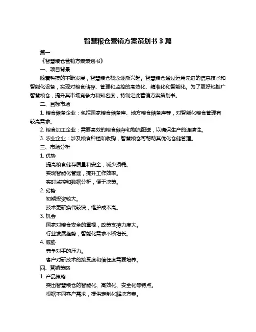 智慧粮仓营销方案策划书3篇