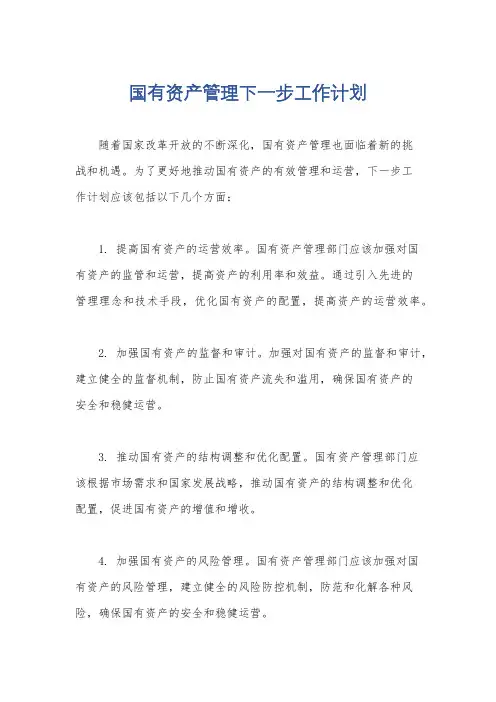国有资产管理下一步工作计划