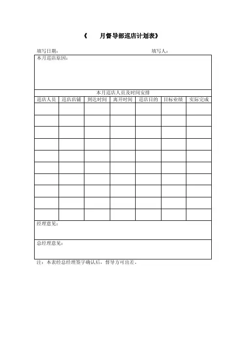 巡店计划表——精选推荐