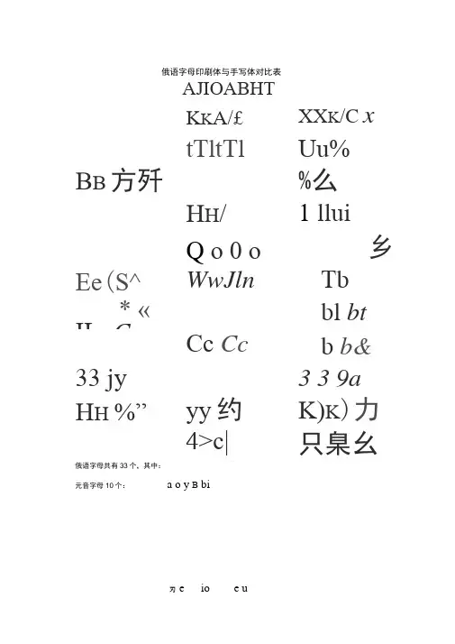 俄语字母表(印刷体与手写体对照) 2