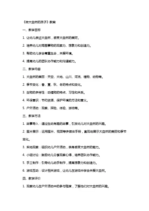 《做大自然的孩子》教案