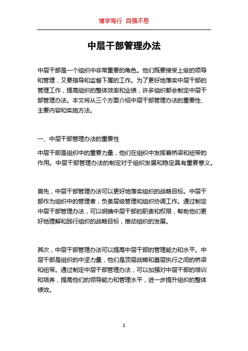 中层干部管理办法