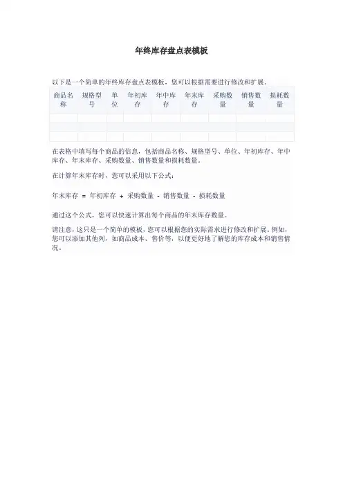 年终库存盘点表模板