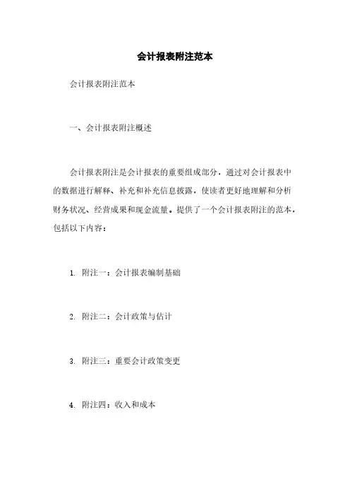 会计报表附注范本