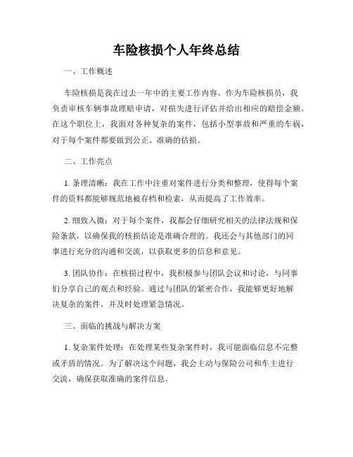 车险核损个人年终总结