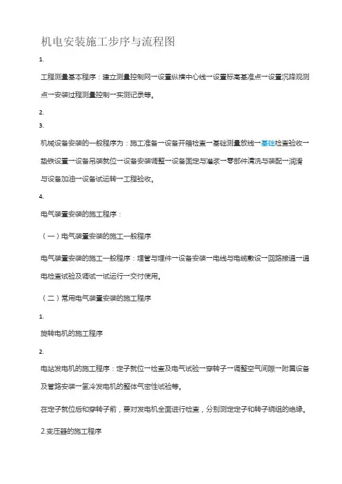 机电安装施工步序与流程图