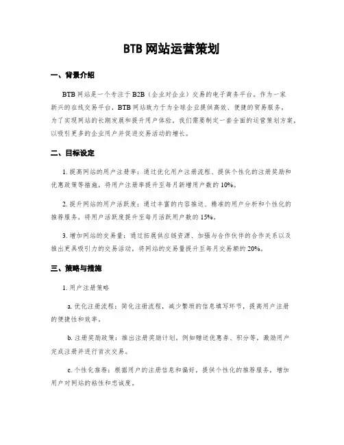 BTB网站运营策划