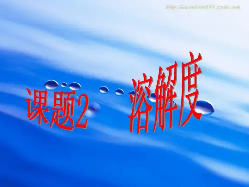 人教版九年级下册 第九单元 课题2 溶解度(共29张PPT)
