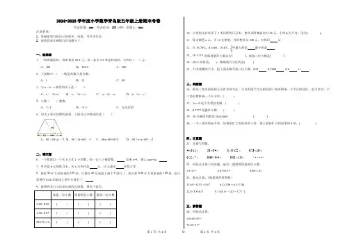 2024-2025学年度小学数学青岛版五年级上册期末考卷