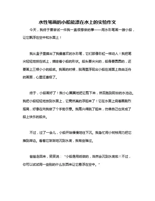 水性笔画的小船能漂在水上的实验作文