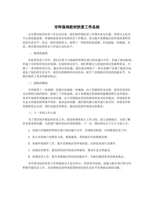 市环保局驻村扶贫工作总结