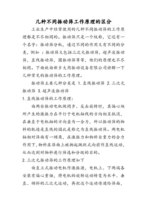 几种不同振动筛工作原理的区分