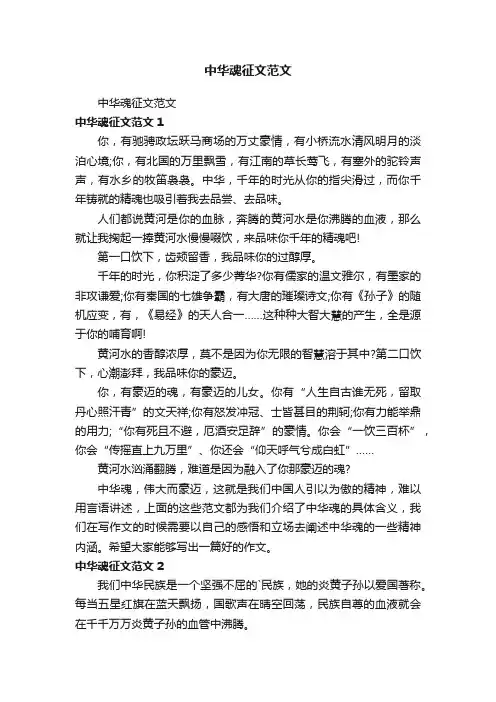 中华魂征文范文