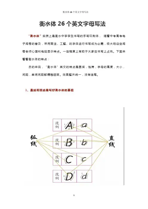 衡水体26个英文字母写法