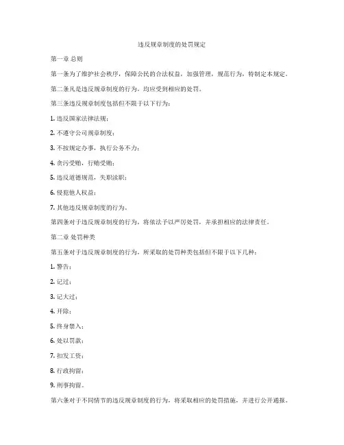 违反规章制度的处罚规定