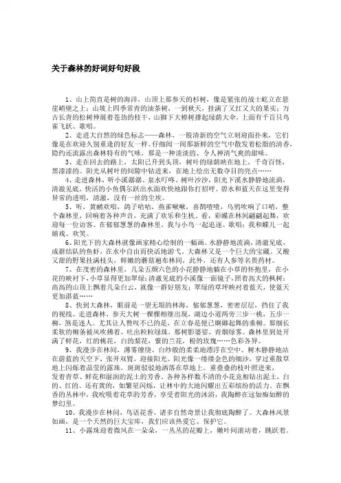 关于森林的好词好句好段