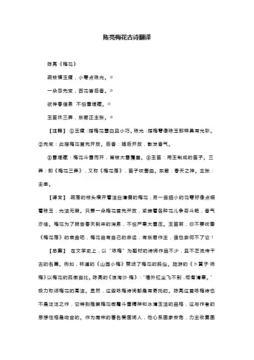 陈亮梅花古诗翻译