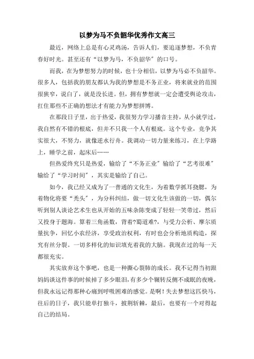 精选以梦为马不负韶华优秀作文高三