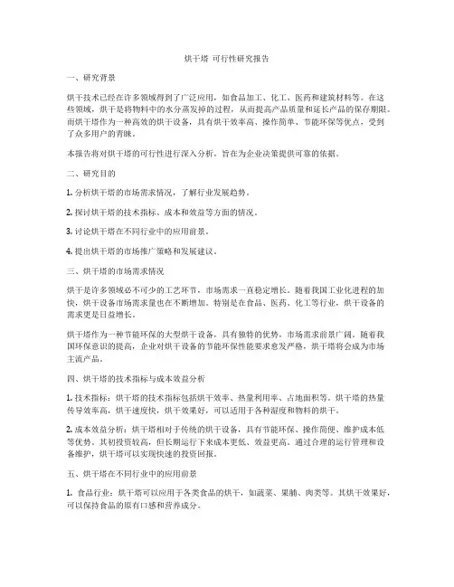 烘干塔  可行性研究报告
