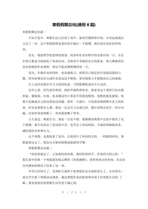 寒假假期总结(通用6篇)