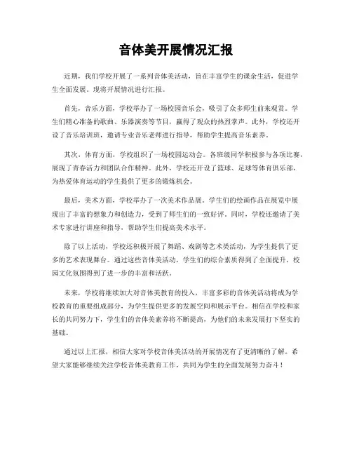 音体美开展情况汇报