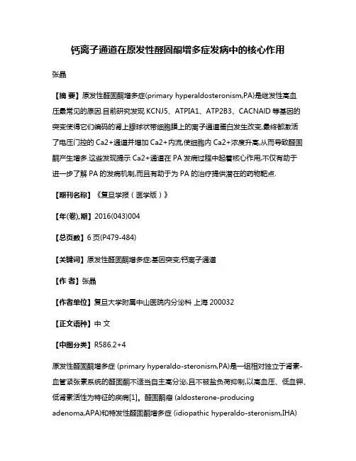 钙离子通道在原发性醛固酮增多症发病中的核心作用