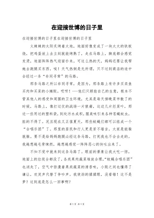 在迎接世博的日子里_初三作文