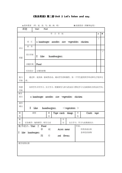 快乐英语一年级下册