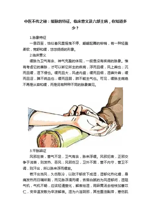 中医不传之秘：缓脉的特征、临床意义及六部主病，你知道多少？