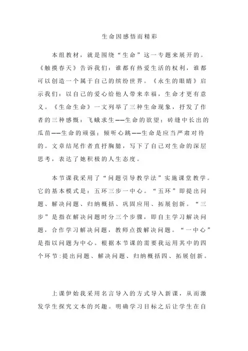 生命 生命说课稿