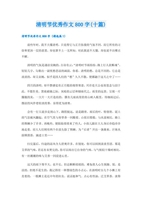 清明节优秀作文800字(十篇)