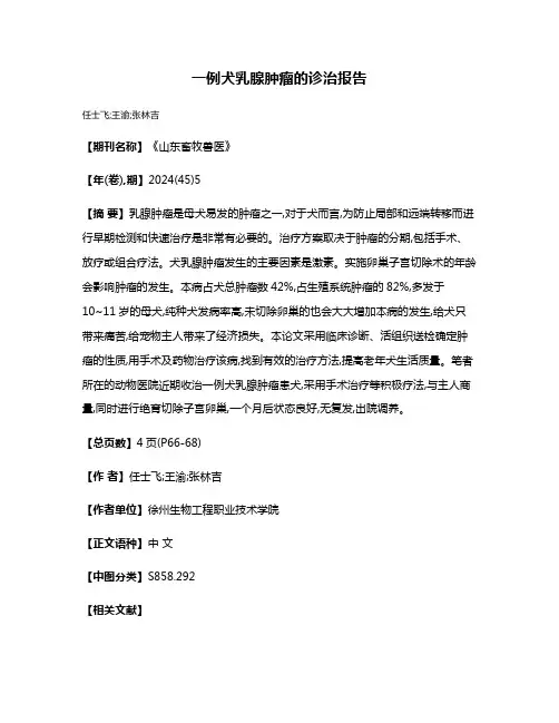 一例犬乳腺肿瘤的诊治报告