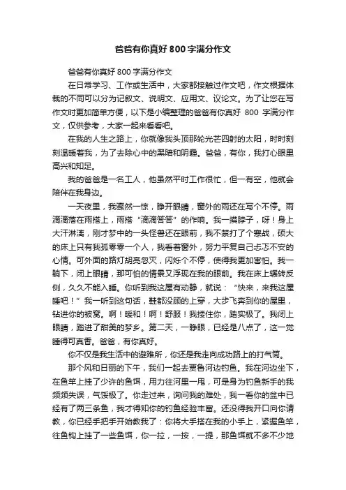 爸爸有你真好800字满分作文