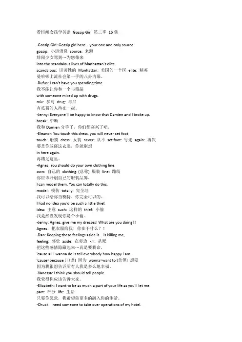 Gpssip Girl学英语第三季 16集